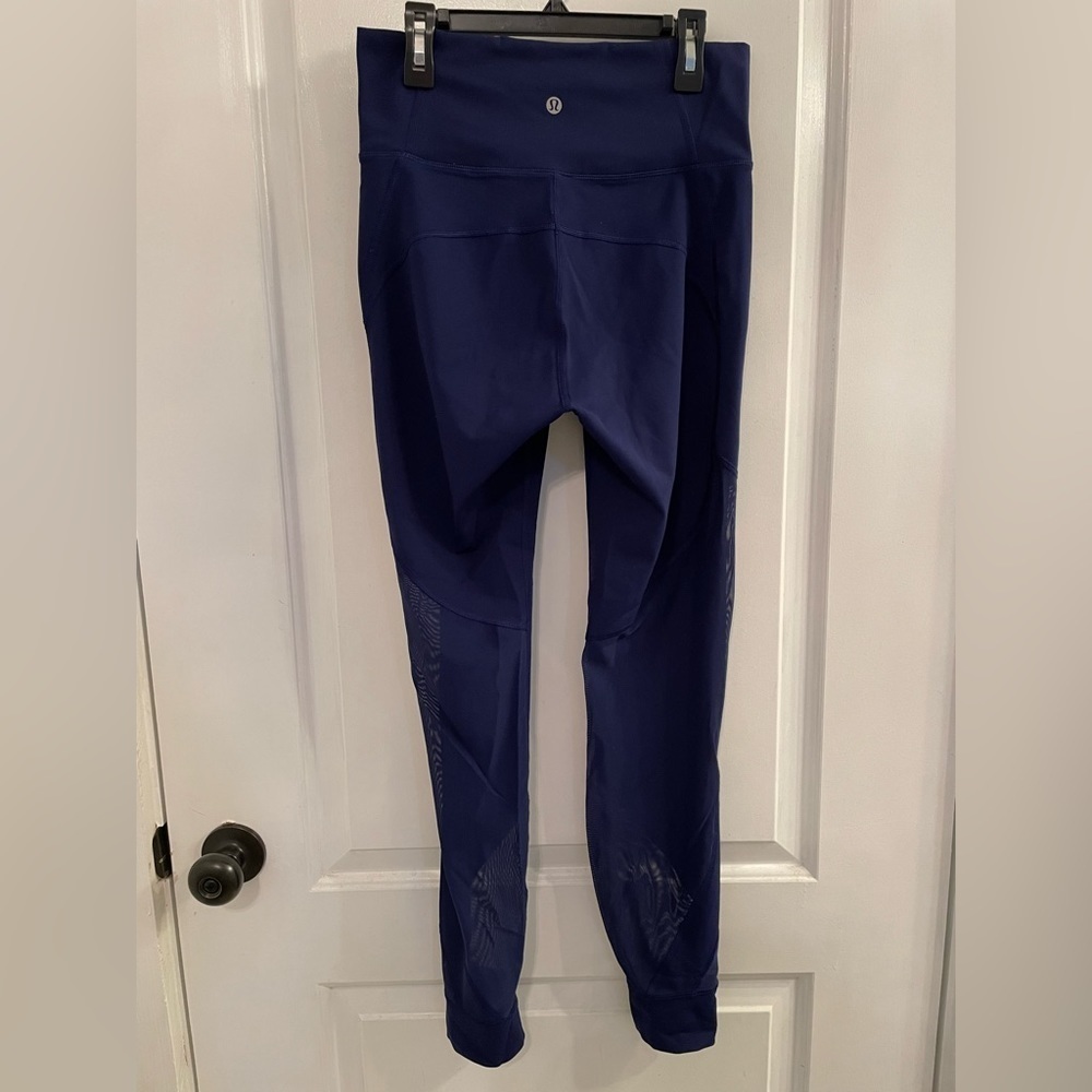 Lululemon Deep Breath Tight Mesh Pannel Leggings Dark Blue
